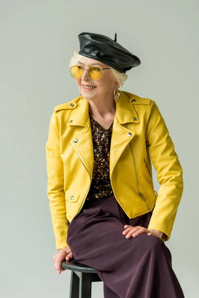 Stylish senior woman in beret — Free Stock Photo