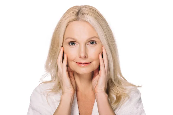 Mature Woman Touching Face Stock Photo Mature Woman Touching Face Stock Photo