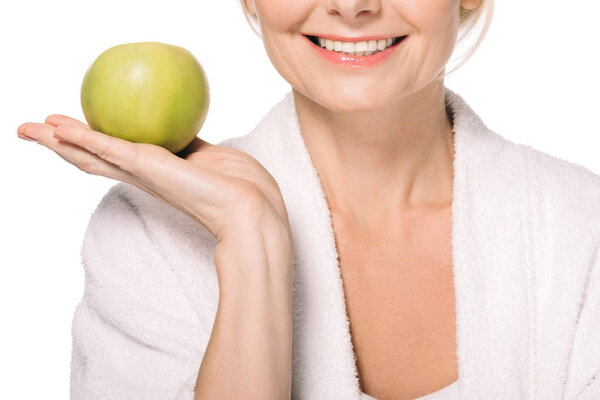 woman with green apple