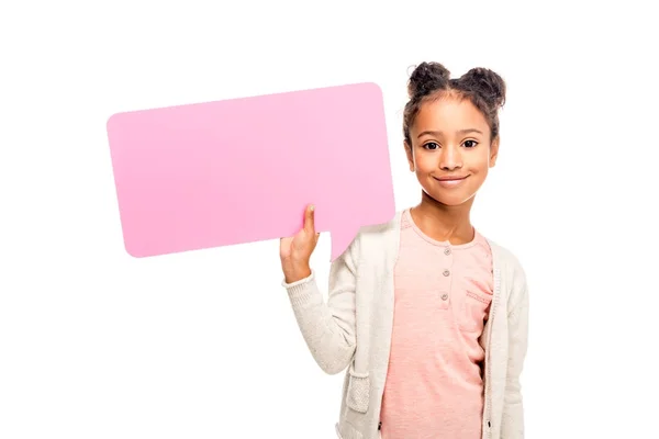 Child holding speech bubble — Stock Photo, Image