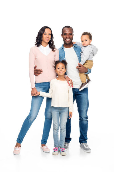 happy african american family with two kids