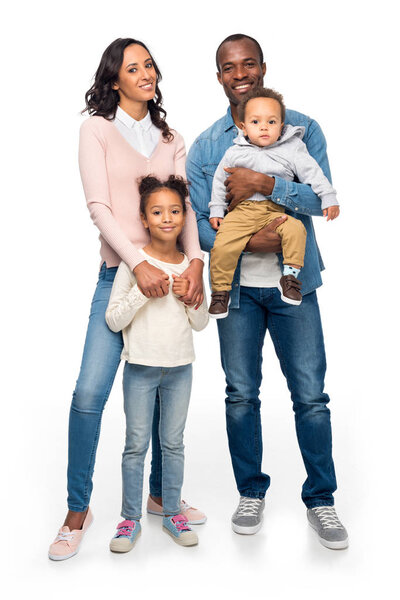 happy african american family with two kids