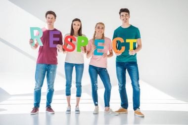 friends holding word respect clipart