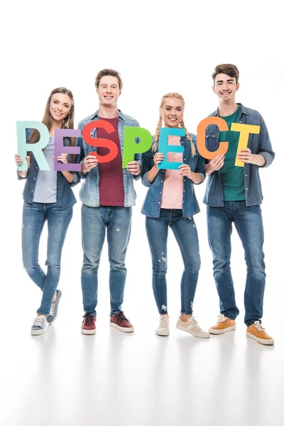 Friends holding word respect — Stock Photo, Image