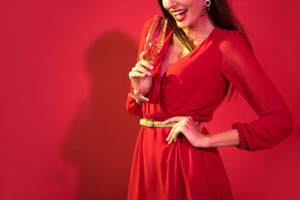Czarowny dama z szampanem — Zdjęcie stockowe