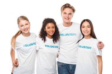 young embracing volunteers clipart