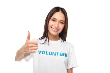 female volunteer showing thumb up clipart
