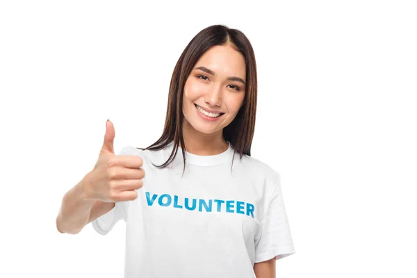 Female volunteer showing thumb up — Stock Photo, Image