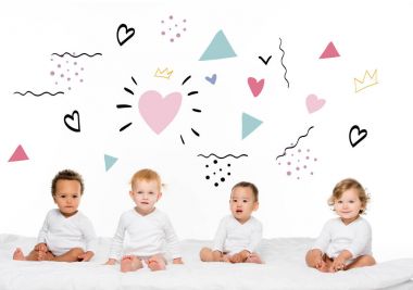 multiethnic toddler boys and girls clipart