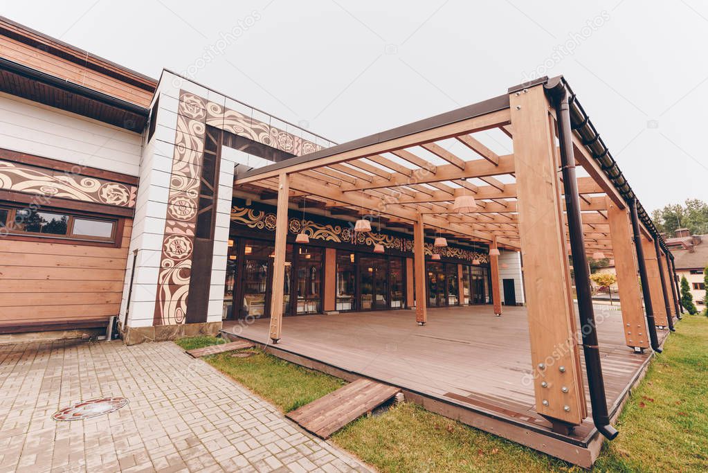 countryside restaurant with wooden decoration