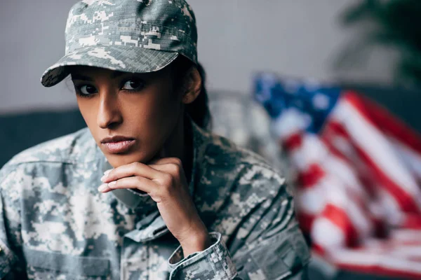 African american tentara perempuan — Stok Foto