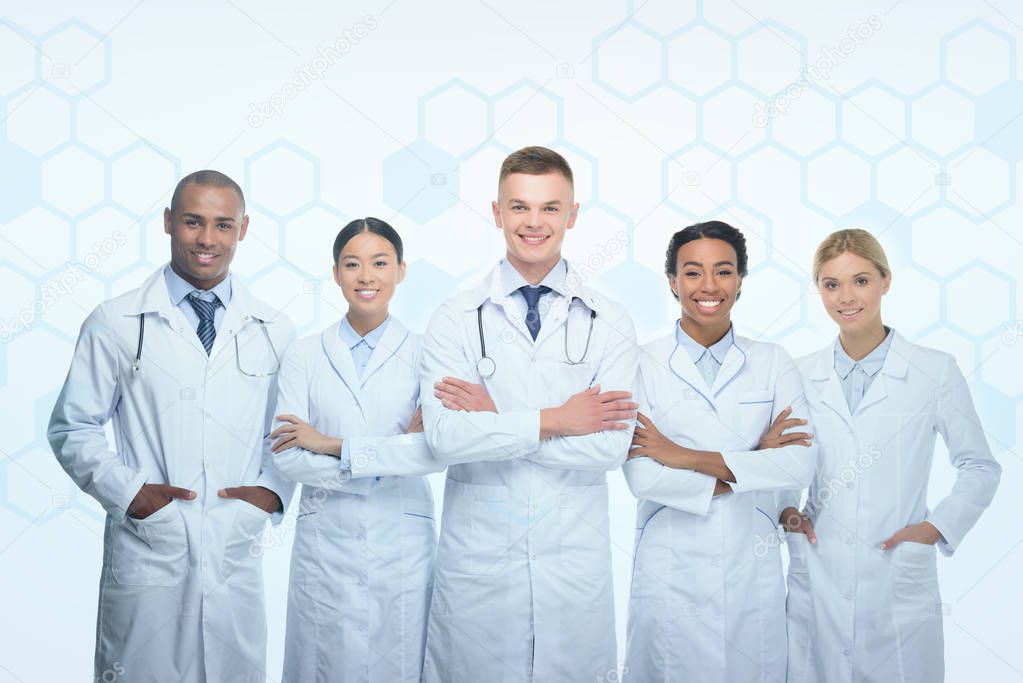 multiethnic doctors with crossed arms
