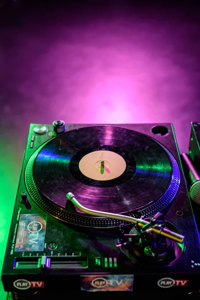 stock image sound mixer with vinyl 
