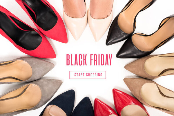 woman standing in circle with shoes