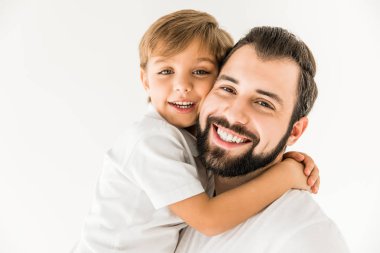 happy father and son together clipart
