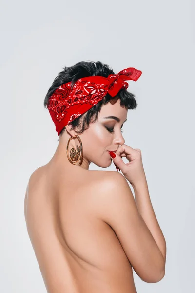 Beautiful naked girl in earrings — Stock Photo, Image