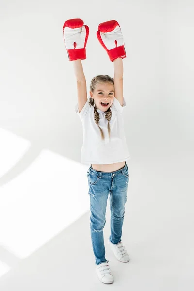 Dítě v Boxerské rukavice — Stock fotografie