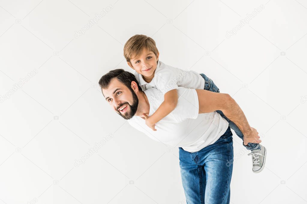 happy father and son together