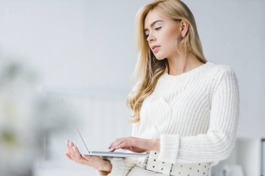 Dizüstü bilgisayar kullanan iş kadını