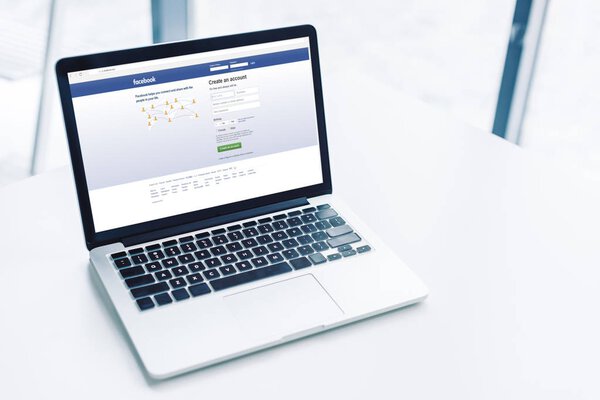 laptop with facebook website