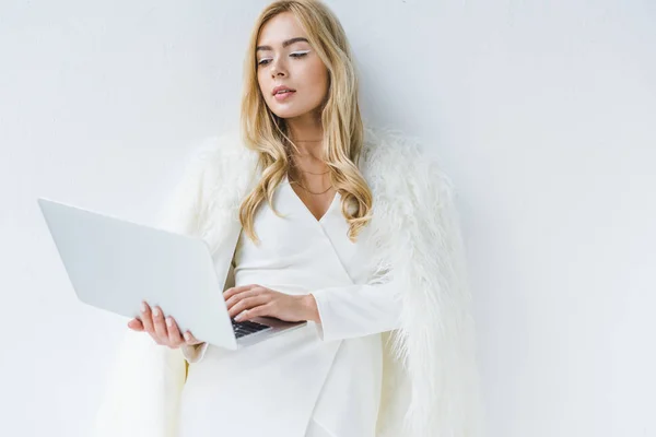 Stylish businesswoman with laptop — Stock Photo, Image