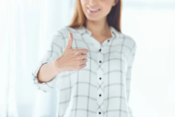 Cropped Image Businesswoman Showing Thumb — Stock Photo, Image