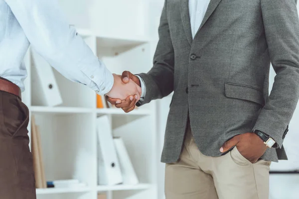 Cropped Image African American Businessman Colleague Shaking Hands — Stock Photo, Image