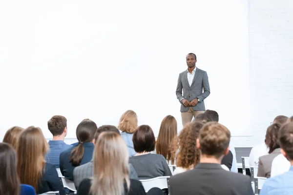 African Man Standing Copy Space Meeting — Stock Photo, Image