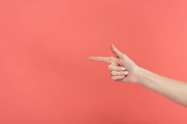 Kırmızı izole el işaret kırpılmış görünümü