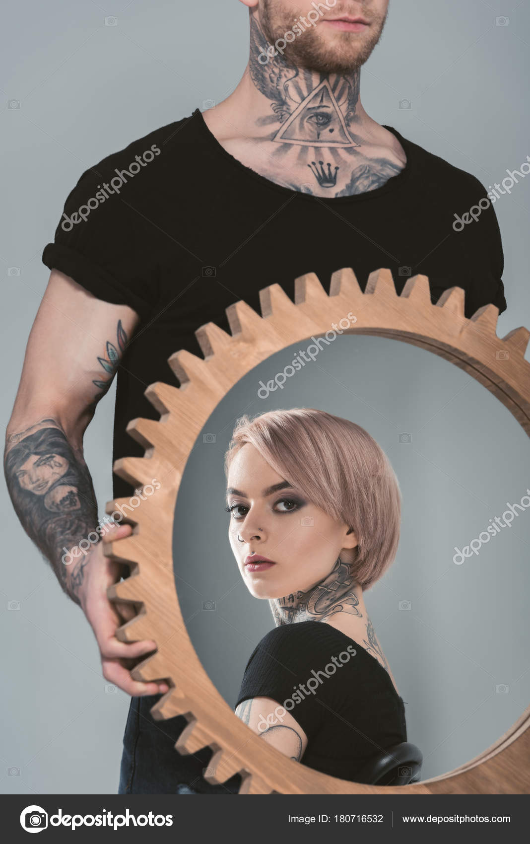 Mirror Reflection Tattoo Tattooed Man Holding Mirror Reflection His Girlfriend Isolated Grey Stock Photo C Allaserebrina Mirror Reflection Tattoo Tattooed Man Holding Mirror Reflection His Girlfriend Isolated Grey Stock Photo C Allaserebrina
