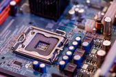 Close up view of electronic computer motherboard