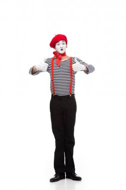 happy mime showing thumbs up isolated on white clipart