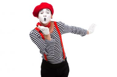MIME beyaz izole hava öpücük gönderme