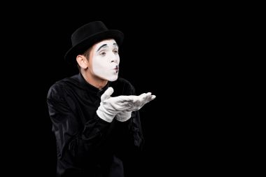 MIME siyah izole hava öpücük gönderme