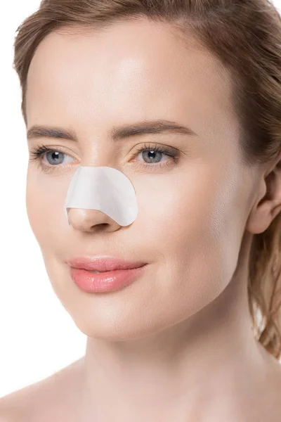 Perempuan Dengan Garis Hidung Terisolasi Pada Putih — Foto Stok Gratis