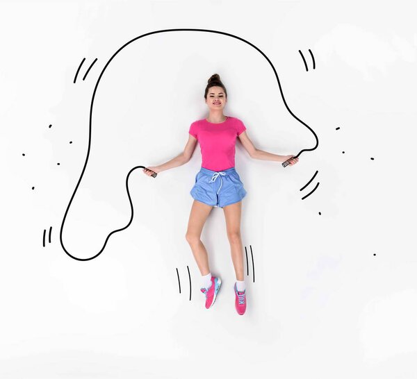 творческий ручной коллаж с прыжками с веревки
