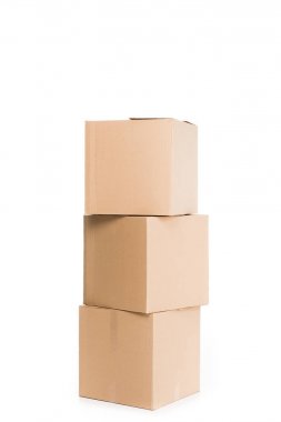 stacked cardboard boxes, isolated on white clipart