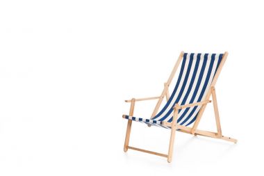 one striped beach chair, isolated on white clipart
