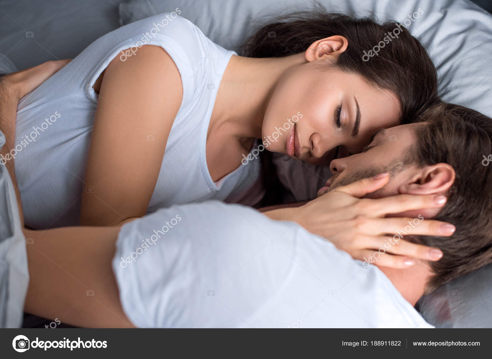 Couple Love Sleeping Bed Stock Photo 171326030