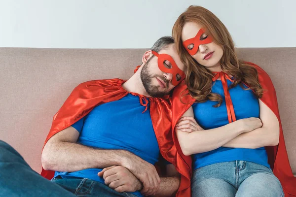 Втомився супергерої — стокове фото