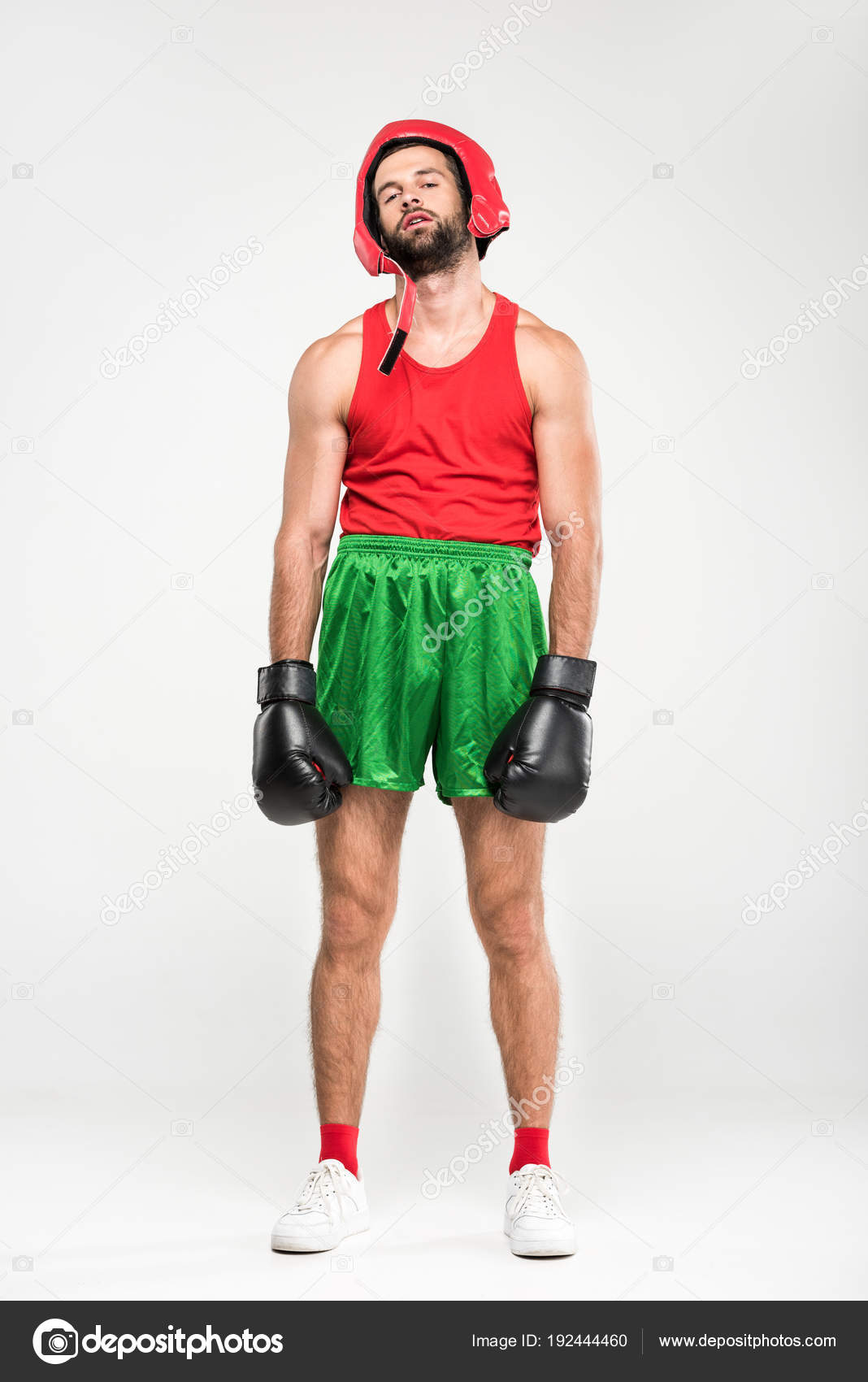 Tired Boxer Retro Helmet Boxing Gloves Isolated White — Free Stock