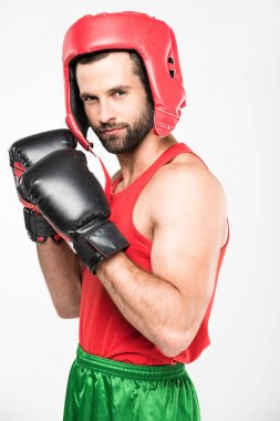 retro kask ve Boks eldiveni, üzerinde beyaz izole eğitim sporcu
