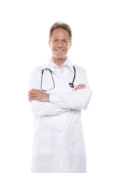 Mature doctor in white coat — Stock Photo