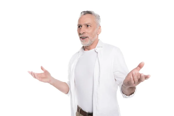 Mature man gesturing — Stock Photo