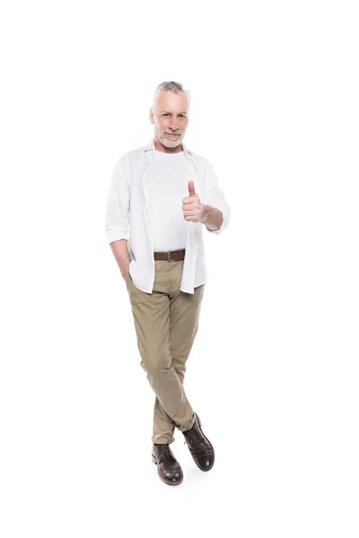 Uomo maturo con pollice in su segno — Foto stock
