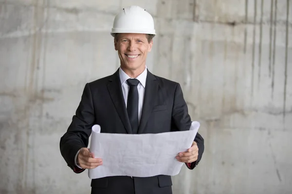 Professional architect in hard hat — Stock Photo