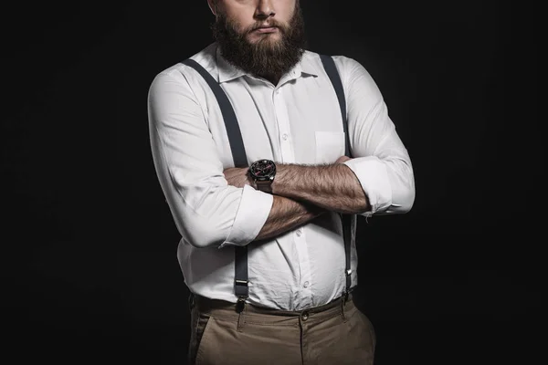 Homme en chemise blanche et bretelles — Photo de stock