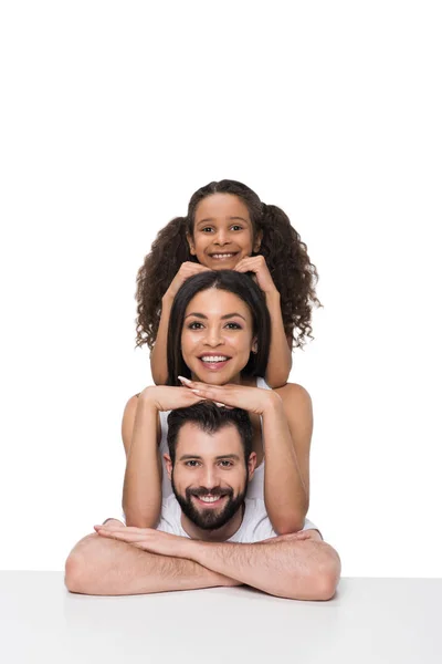 Familia multiétnica feliz - foto de stock