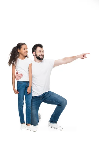 Sorridente padre e figlia — Foto stock