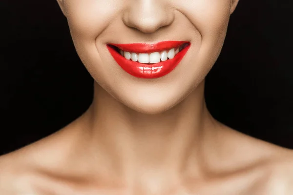 Belle femme aux lèvres rouges — Photo de stock